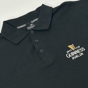 Guinness Official Merchandise Shirt Men's M Black Short Sleeve Polo Dublin NEW